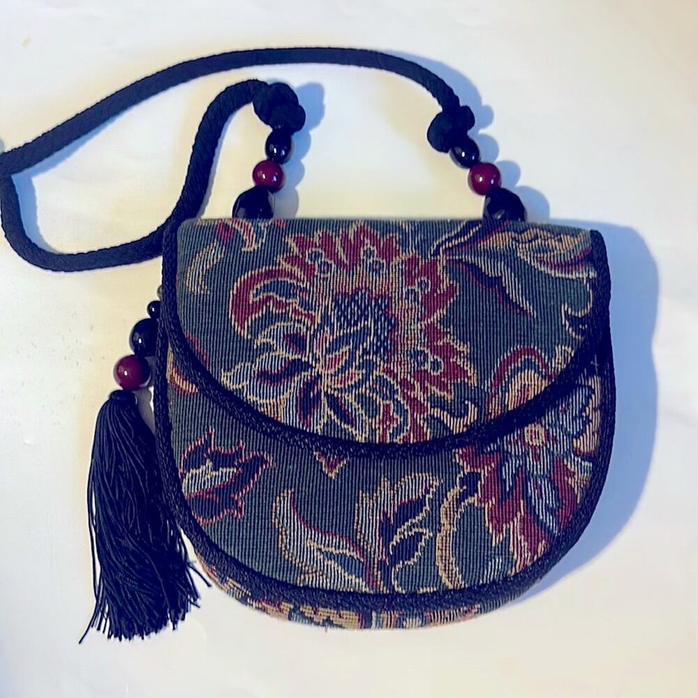 RAFEAL SANCHEZ  Botanical Leaves Textured Vintage Shoulder /Cross Body Handbag